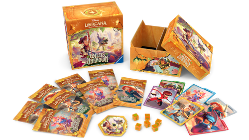 Disney Lorcana Wilds Unknown Illumineer's Trove with booster packs and accessories