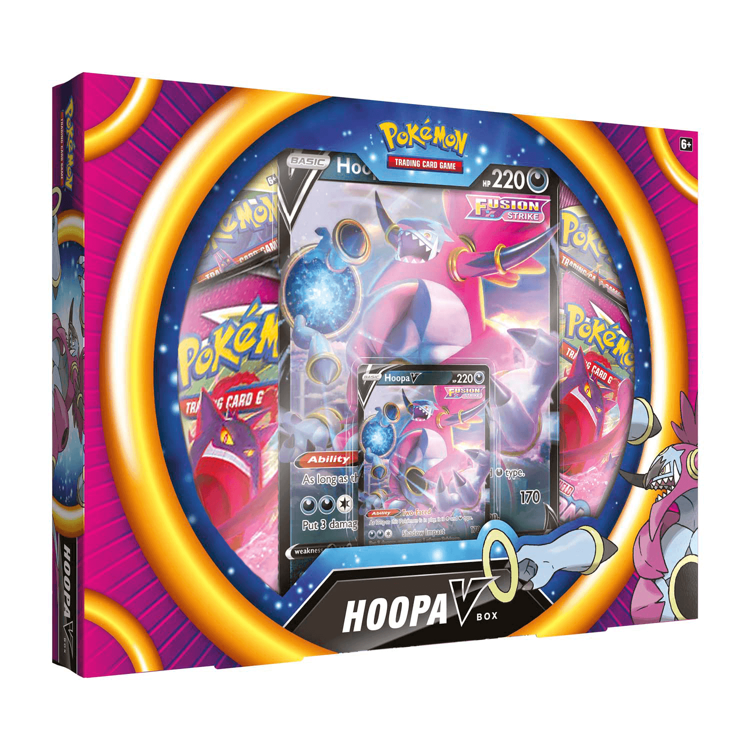 Pokémon TCG Hoopa V Box with Hoopa V promo card, oversize card, and four booster packs