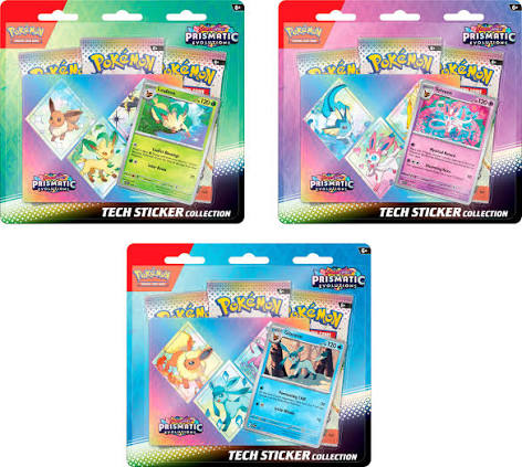 Pokémon TCG: Prismatic Evolutions Tech Sticker Collection Bundle (Glaceon, Leafeon & Sylveon)