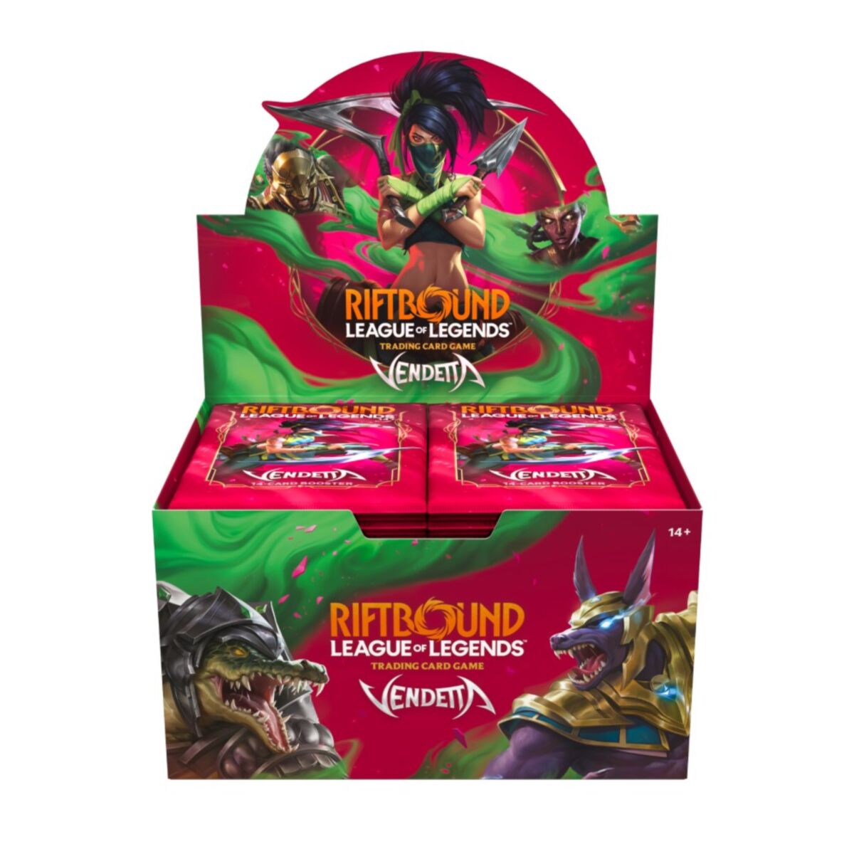 Riftbound Vendetta booster box with 24 League of Legends TCG booster packs